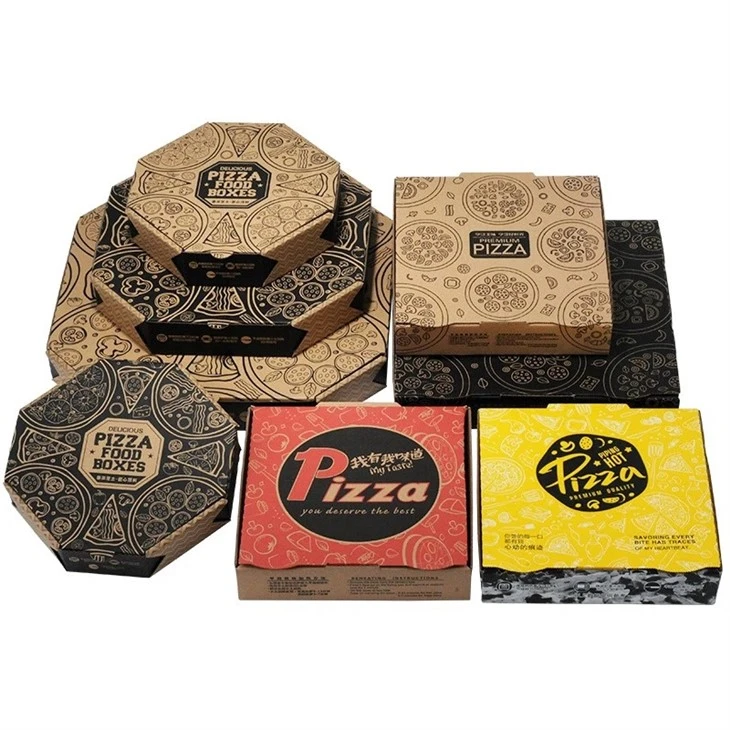 Škatuľka na balenie pizze v tvare osemuholníka s logom zákazníka
